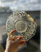 Fostoria Versailles Yellow topaz Bon Bon Plate Etched EUC G60 - €21,63 EUR
