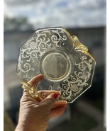 Fostoria Versailles Yellow topaz Bon Bon Plate Etched EUC G60 - $33.94 CAD