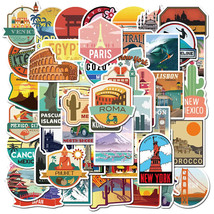 50pcs Travel Cityscape Sticker Pack For Water Bottle,Laptop,suitcase,Jou... - $11.99