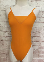 ANWND Saffron Yellow Ribbed Thong Bodysuit Adjustable Straps Size M/L NEW  - $12.80