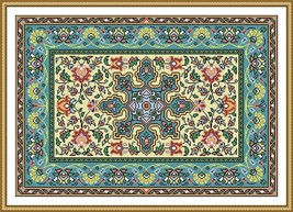 French Vintage Floral Rug Adaptation circa 1887 Counted Cross Stitch Pattern PDF - £7.99 GBP
