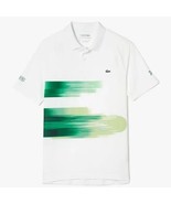 Lacoste Sport x Novak Djokovic Men&#39;s Print Stretch Polo DH0853 WHITE/GRE... - $49.00