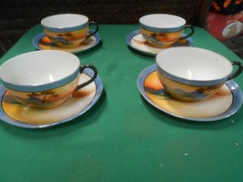 Great Collectible OLD VINTAGE JAPAN Handpainted Set of 4 CUPS &amp; SAUCERS - $27.31