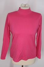 LL Bean S Pink Pima Cotton Long Sleeve Mock Neck Tee Top Peru 217052 - £17.88 GBP