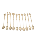 10 Antique Ice Tea Spoons Twisted Handles Figural Tops Unmarked - $531.60 MXN