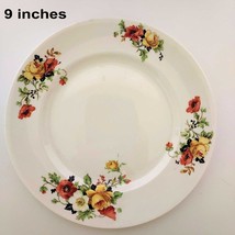 Vintage Ivora Crooksville #930 Luncheon Plate 1934 Poppies  Roses USA China Co - £24.38 GBP