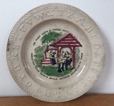 Antique 1800s 19th C Staffordshire Childs Plate ABC Rim Ben Franklin Deb... - $299.99