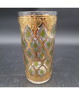 Vintage Culver Valencia Highball Cocktail Glass Gold &amp; Green Multiple Av... - $14.84