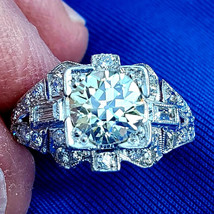 Earth mined Diamond Deco Engagement Ring 2.06 Carat Antique Platinum Solitaire - $16,715.25