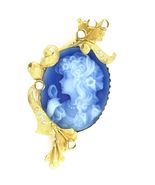 18k Gelbgold Geschnitzter Chalzedon Gemme W / Diamant Und Gezüchtete Perle - $101,643.62 MXN