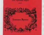 New Amsterdam Singers Renaissance Mysteries Program 1994 New York City  - $17.82
