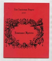 New Amsterdam Singers Renaissance Mysteries Program 1994 New York City  - £14.02 GBP