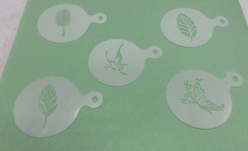 Stencil Coffee Art Cappuccino Latte Barista Templates Duster Set 5 Fancy D - $12.73