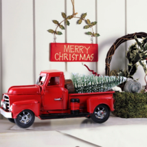Christmas Red Metal Truck Kids Gift Party Decoration Table Top Decor for Home - £15.41 GBP