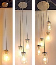 Mason Jar Nickel Metal Finish Island Kitchen Bar Hanging Lighting Ceiling - £37.17 GBP+