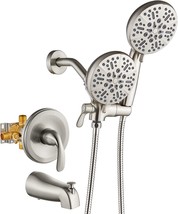 Gotonovo Dual 2 In 1 Shower Head Combo Brushed Nickel Rain Fall, Valve Included - £108.70 GBP