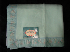 Vintage Wards Baby Boy Blanket Blue Teddy Bear Butterfly Honey Pot Nylon Trim - £44.44 GBP