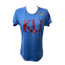 University Of Kansas Shirt Blue Tee Red Glitzy KU Logo NEW Jayhawks Ringspun M - £18.36 GBP