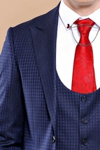 Men 3pc European Vested Suit WESSI by J.VALINTIN Extra Slim Fit JV12 Nav... - £59.25 GBP