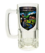 Vintage Schwarzwald  Extra Large German Beer Stein Mug Cup Clear Glass  - £7.04 GBP