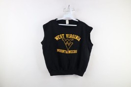 Vtg 70s Womens Large Faded West Virginia University Sweatshirt Vest Black USA - £46.68 GBP