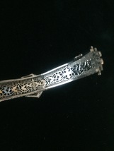 Vintage 20s J.H. Peckham rhodium plated filigree bracelet with buckle detail image 7