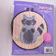 Dimensions Learn-a-Craft Felt Applique &amp; Embroidery Kit 6&quot; Round Little RACCOON - £6.83 GBP