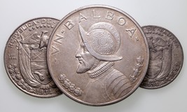 1934 Panama 1/4, 1/2 & Balboa Lot of 3 Silver Coins  KM# 11.1, 12.1, 13 - $84.15