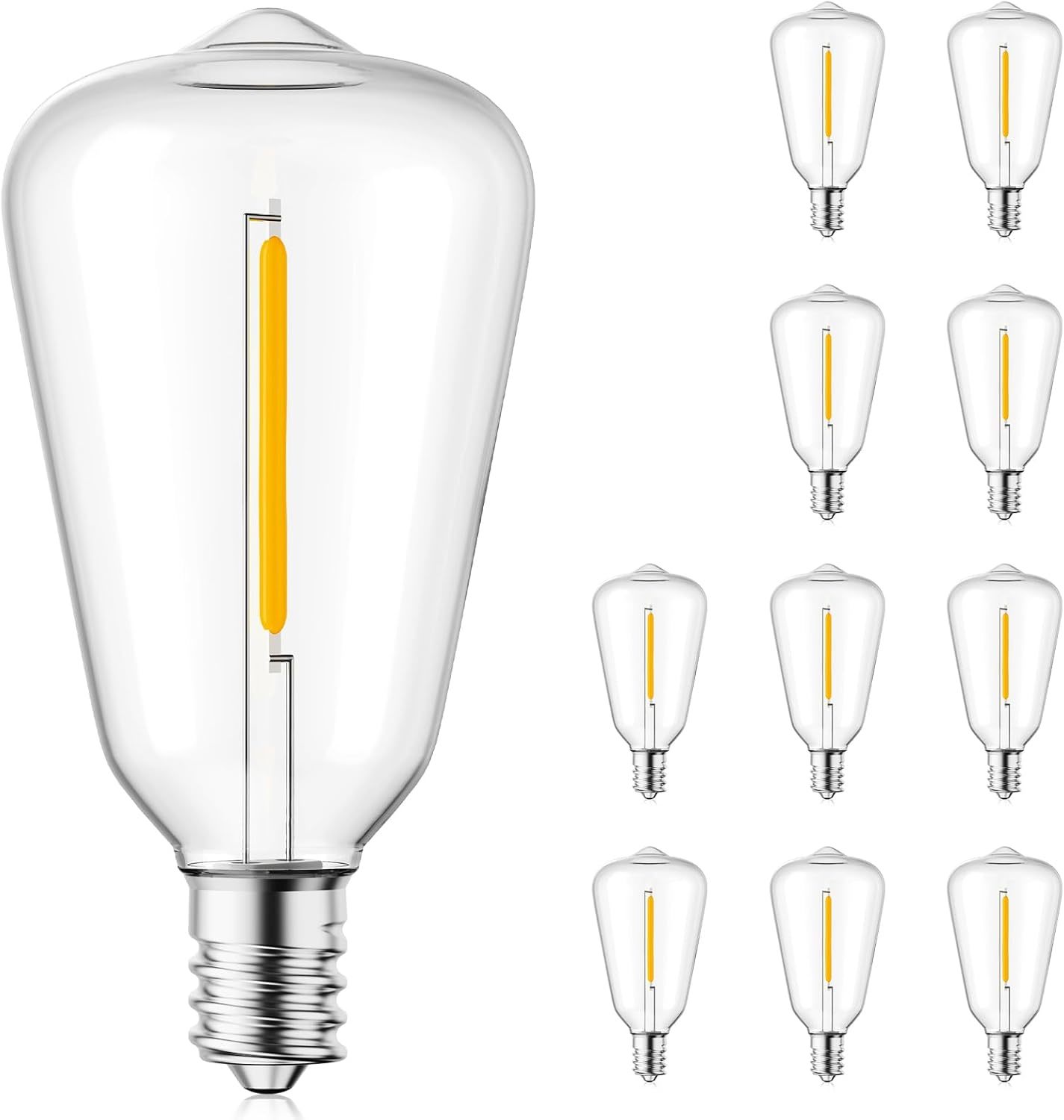 Minetom 10 Pack St38 Led Light Bulbs, Outdoor String Light, E12/C7 Base - $29.93