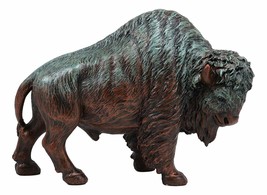 Native American Wild Bison Buffalo Resin Statue In Green Patina Bronze F... - $616.71 MXN