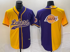 Men&#39;s Lakers Baseball Gold Purple Jersey Two Tone Baseball Jersey - £31.88 GBP