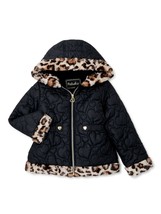 Girls Pistachio Jacket Faux Fur Size 5/6 or 6X Fleece Bubble Puffer Coat Black - £31.24 GBP