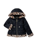 Girls Pistachio Jacket Faux Fur Size 5/6 or 6X Fleece Bubble Puffer Coat Black - £31.96 GBP