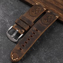 Premium Italian Thick Leather Handmade Watch Strap 22mm Flottiglia Brown Silver - £23.46 GBP