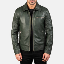 LE Lavendard Green Leather Biker Jacket - £109.82 GBP+