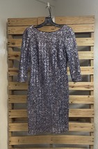 AQUA Full Sequin 3/4 Sleeve Knee Length Sheath Dress Size 6 BBL JD - $375.11 MXN