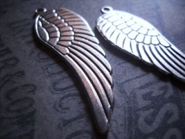 Angel Wing Pendants Charms Silver Wholesale Large Lot 50mm Wings-4/10/24/50pcs  - £2.39 GBP