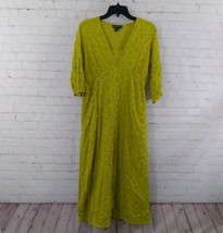 Naoo Dress Womens Large Green Eyelet Cotton Maxi Cottage Boho Casual - £19.92 GBP