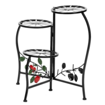  Flower Pot Metal Plant Stand Rack Paint Painted Blade Shape 3 Block Plant Stand - £23.70 GBP