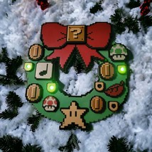 Super Mario Bros 3 Light Up Wreath Nintendo Christmas Decor Pixel Foam - £50.24 GBP