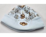 Vintage Gymboree Baby Blue Brown Monkey Print Knit Beanie Hat Newborn In... - $16.83