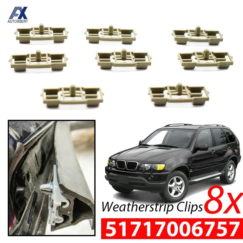 8Pcs Gray Weatherstrips Clips For BMW X5 E53 Door Seal Clip Front Rear - $10.57