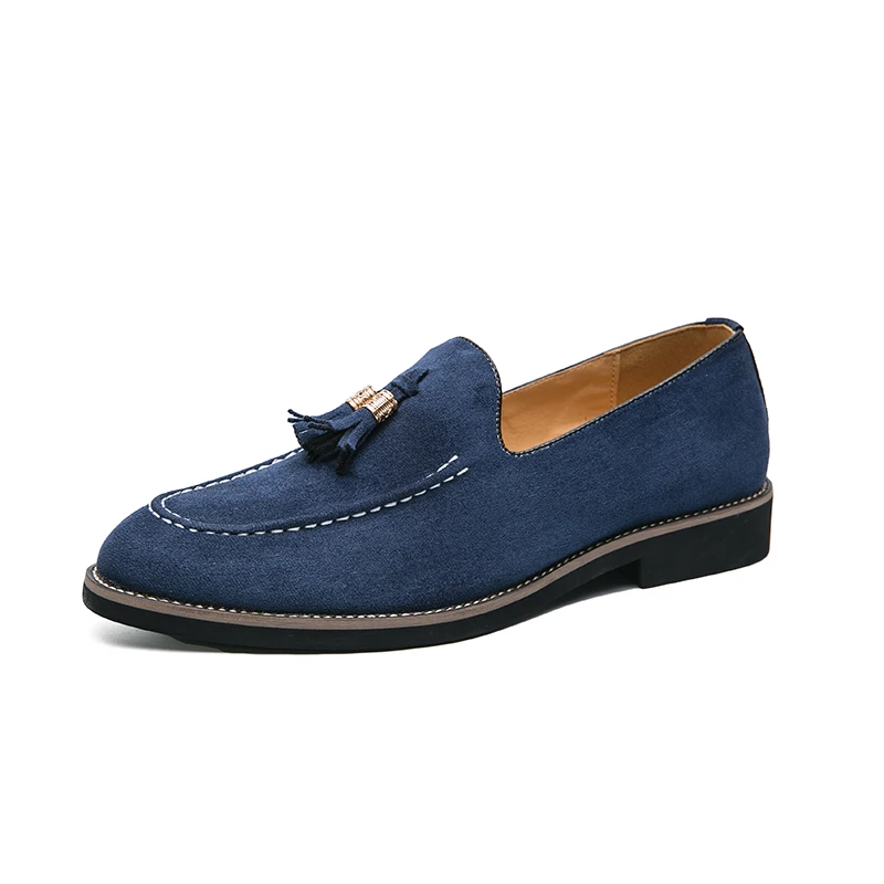 Italian Brand Cowhide Suede Pointed Toe Leather Shoes High Quality Men&#39;s Loafers - £44.01 GBP