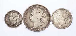 1899 5C, 1888 10C, 1874 25C Silver Canada Lot of 3 Coins (VG-VF Condition) - £41.11 GBP