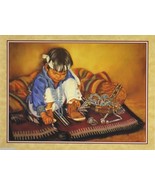 Leanin&#39; Tree Blank Greeting Note Card Little Navajo Jeweler by Carol The... - $4.50
