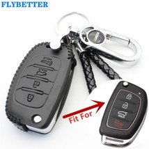 FLYBETTER Leather 4Button Key Case Cover For I40/Azera/Tucson/Elantra/Accent/Mis - £30.10 GBP
