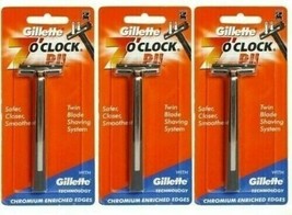 3X Gillette 7 O'clock Men's Razor Safer Handle Clean Shaving Twin Shaving Razor - $19.20
