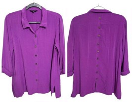 John Mark Women&#39;s Medium Purple Wired Collar Buttons Down Back Boho Top ... - £31.44 GBP