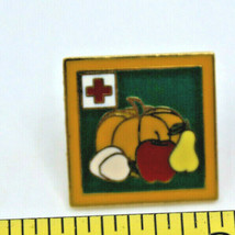 Red Cross Pumpkin Apple Fruits Multi Color Collectible Square Pin Pinbac... - $15.29