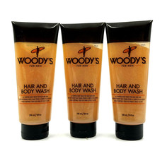 Woody&#39;s For Men Hair &amp; Body Wash All Purpose Body Wash Hair &amp; Skin 10 oz-3 Pack - £27.53 GBP